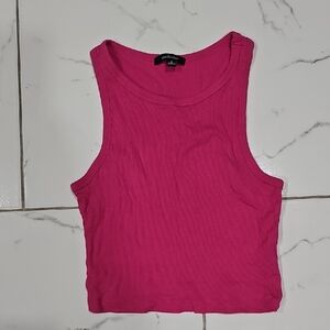 Ambiance Pink Ribbed Crop Tank Top | Juniors Small | Stretchy EUC